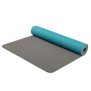 YATE Yoga Mat dvouvrstvá, materiál TPE tyrkys/šedá